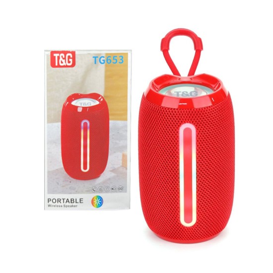 T&G WIRELESS SPEAKER TG-653 FM/AUX/USB RED